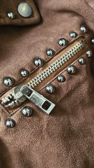 Chaqueta Cuero Marrón Estilo Pesado Talla M