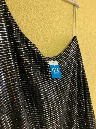 Top fiesta lentejuelas plateadas