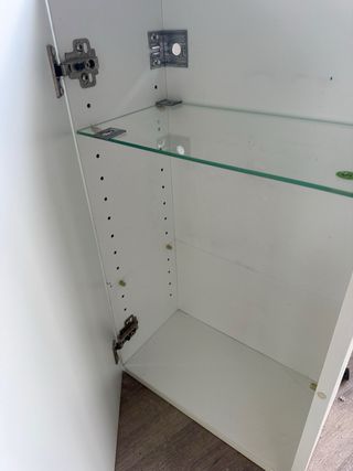 2 Armarios de baño blancos con tiradores madera