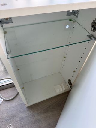 2 Armarios de baño blancos con tiradores madera