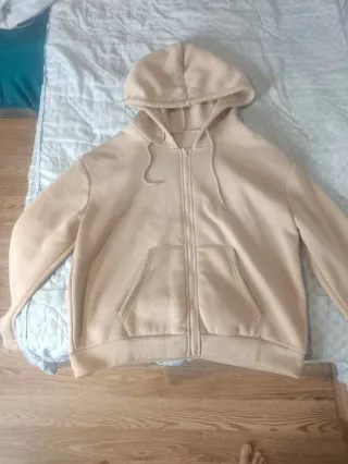 Sudadera Beige Cremallera Talla M
