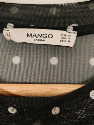 Blusa Mango transparente lunares volantes