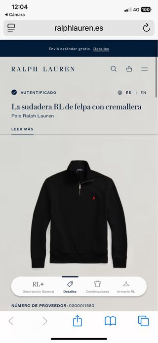 Jersey Polo Ralph Lauren negro  Talla M
