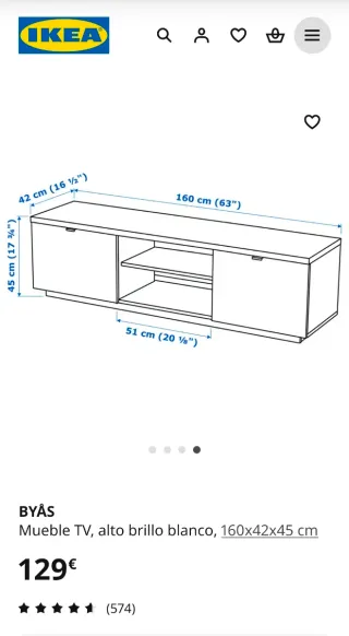 Mueble TV BYAS IKEA Blanco