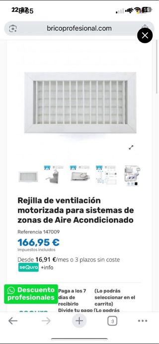 Rejilla Airzone Motorizada 800x150mm