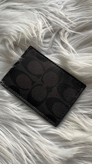 Portacarte Coach marrone con logo oro