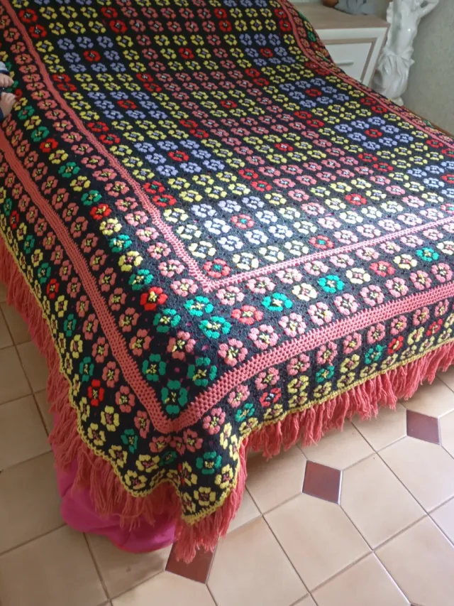 Colcha crochet hecha a mano