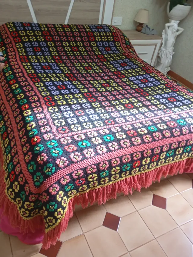 Colcha crochet hecha a mano