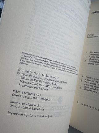 Libro: Sentirse Bien de David D. Burns