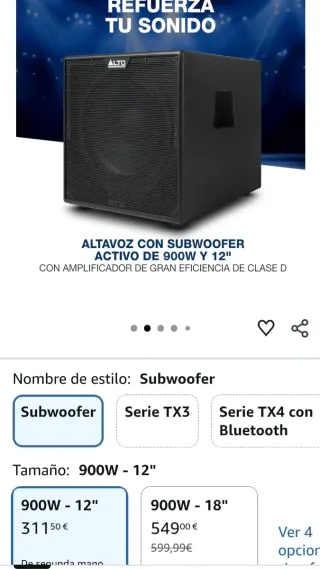 Subwoofer Alto Activo 900W 12