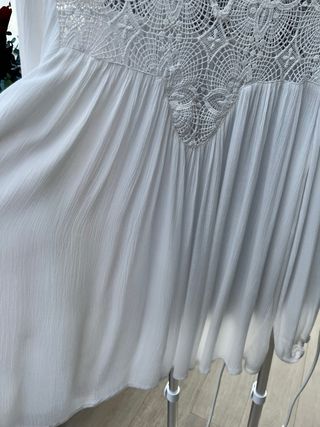 Blusón blanco roto boho encaje talla  XS