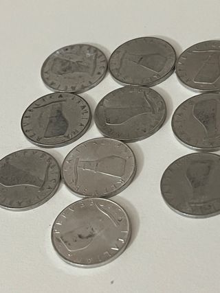 Lotto 10 monete 5 Lire Delfino