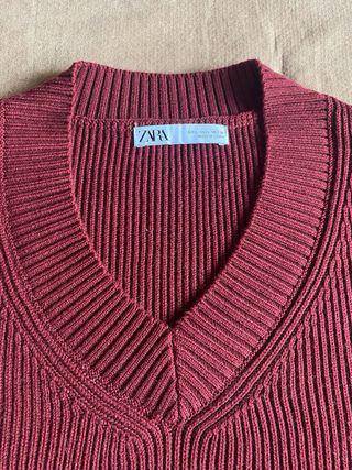 Chaleco Zara Lana Burdeos Talla L
