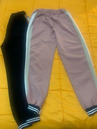 Pantalones chándal negro y rosa