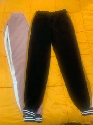 Pantalones chándal negro y rosa