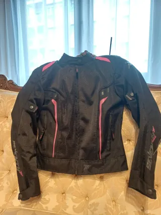 Chaqueta Moto Mujer Talla S Negra y Rosa