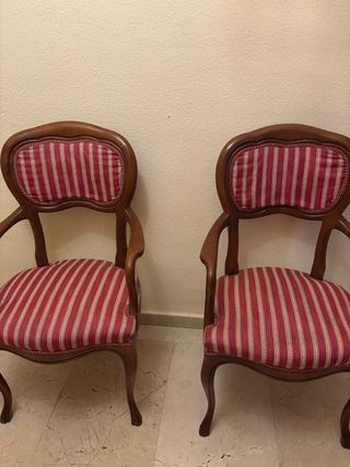 Pareja Sillas Vintage Madera y Tela