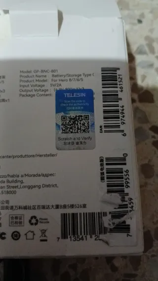 Cargador Telesin +2 baterías GO PRO HERO 8/7/6/5
