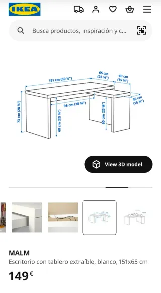 Escritorio IKEA MALM Negro