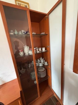 Conjunto Muebles Madera y Cristal