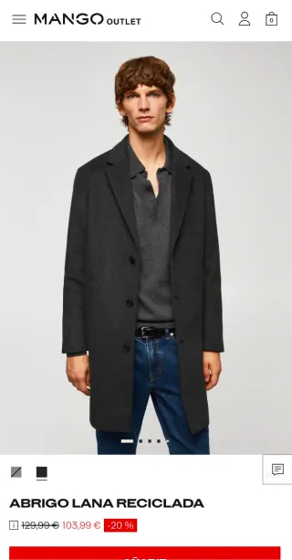 Abrigo Mango Lana Reciclada Gris Nuevo