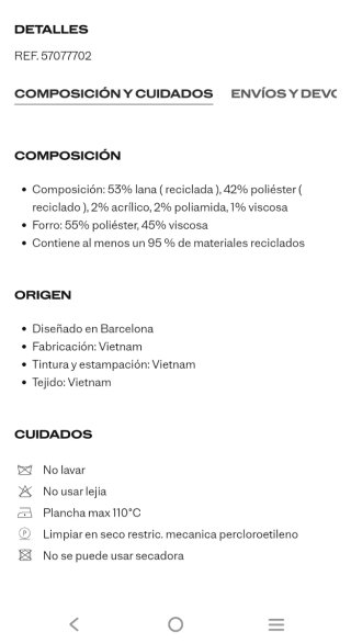 Abrigo Mango Lana Reciclada Gris Nuevo