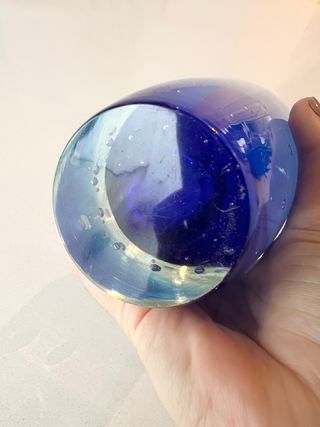 Jarrón cristal Murano azul cobalto vintage