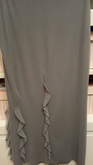 Falda Zara Gris Larga Volantes