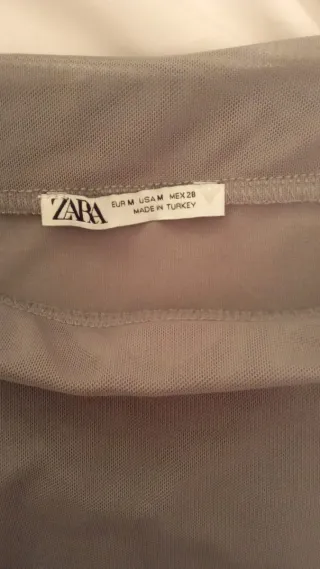 Falda Zara Gris Larga Volantes