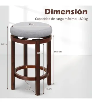 Taburetes de barra con asiento gris (2 unidades)