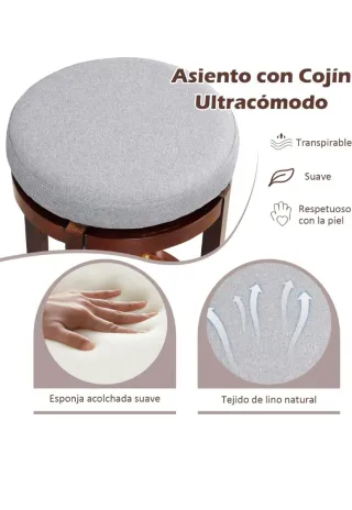 Taburetes de barra con asiento gris (2 unidades)