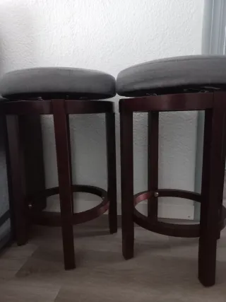 Taburetes de barra con asiento gris (2 unidades)