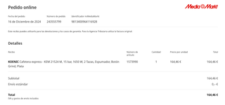 Cafetera Koenic KEM 21524 M con Molinillo