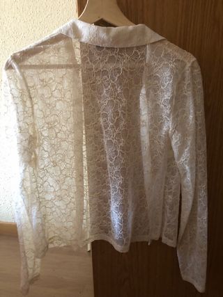 Blusa Mango Beige Encaje