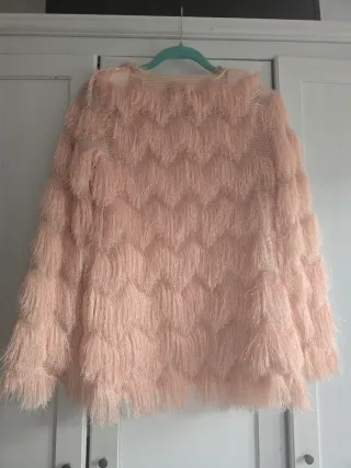 Chaqueta de flecos rosa talla única