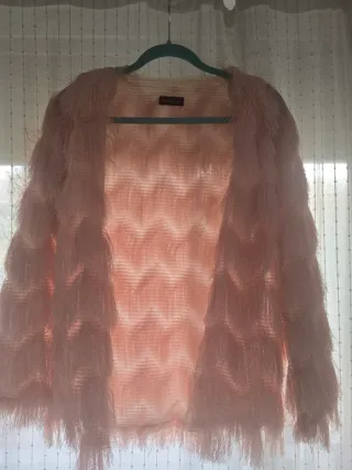 Chaqueta de flecos rosa talla única
