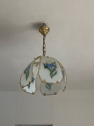 Lámpara colgante vintage cristal flores
