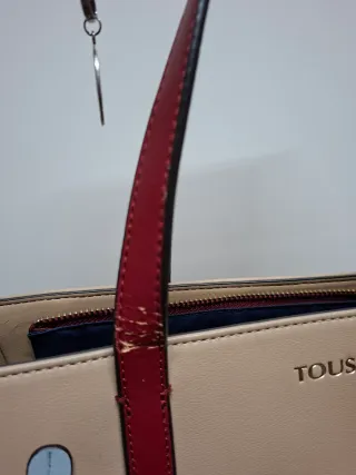 Bolso Tous Beige y Rojo Flores Oso