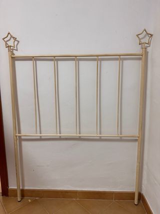 Cabezal de cama metálico beige 90