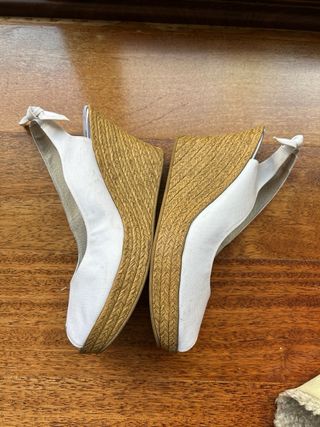 Alpargatas lona blancas esparto con lazo + regalo