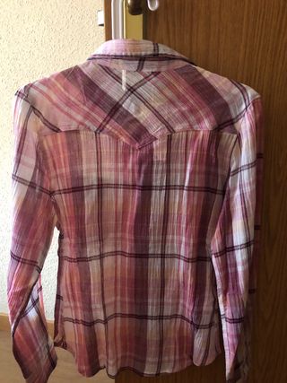 Blusa Mango Talla XS Cuadros Rosa