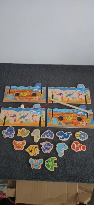 Juego Pesca Magnética Barco y Peces Madera