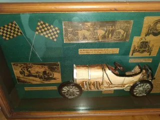 Cuadro Vintage Coche Carreras Madera