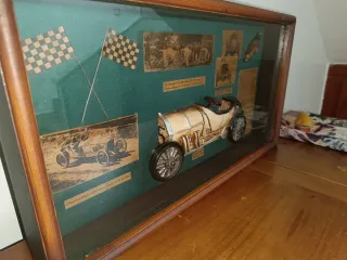 Cuadro Vintage Coche Carreras Madera