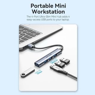 Hub Vention Aluminio Gris 4 Puertos USB