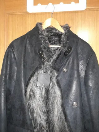 Abrigo Mafecco Negro Talla 50 Forro Pelo
