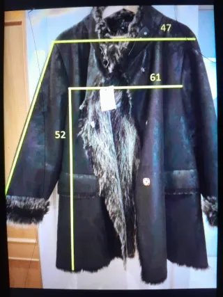 Abrigo Mafecco Negro Talla 50 Forro Pelo