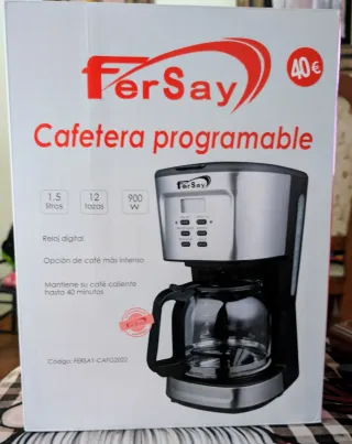 Cafetera FerSay Programable 1.5L 12 Tazas 900W