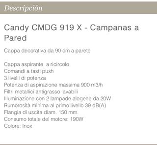 Campana Extractora Candy Cristal