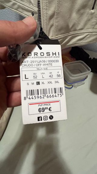 Chaqueta polipiel Koroshi Beige Talla L